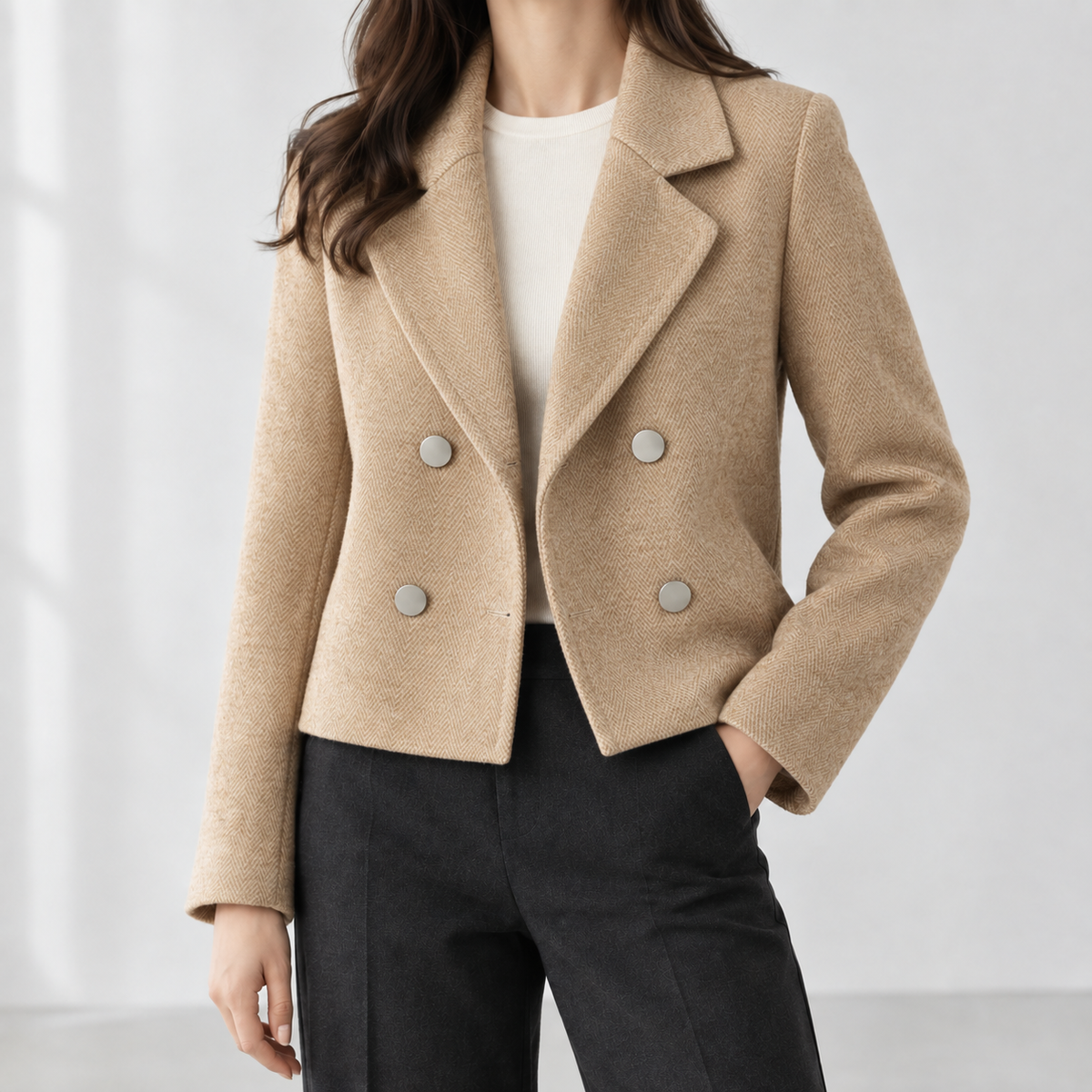 Amelie Double Breasted Jacket - Camel