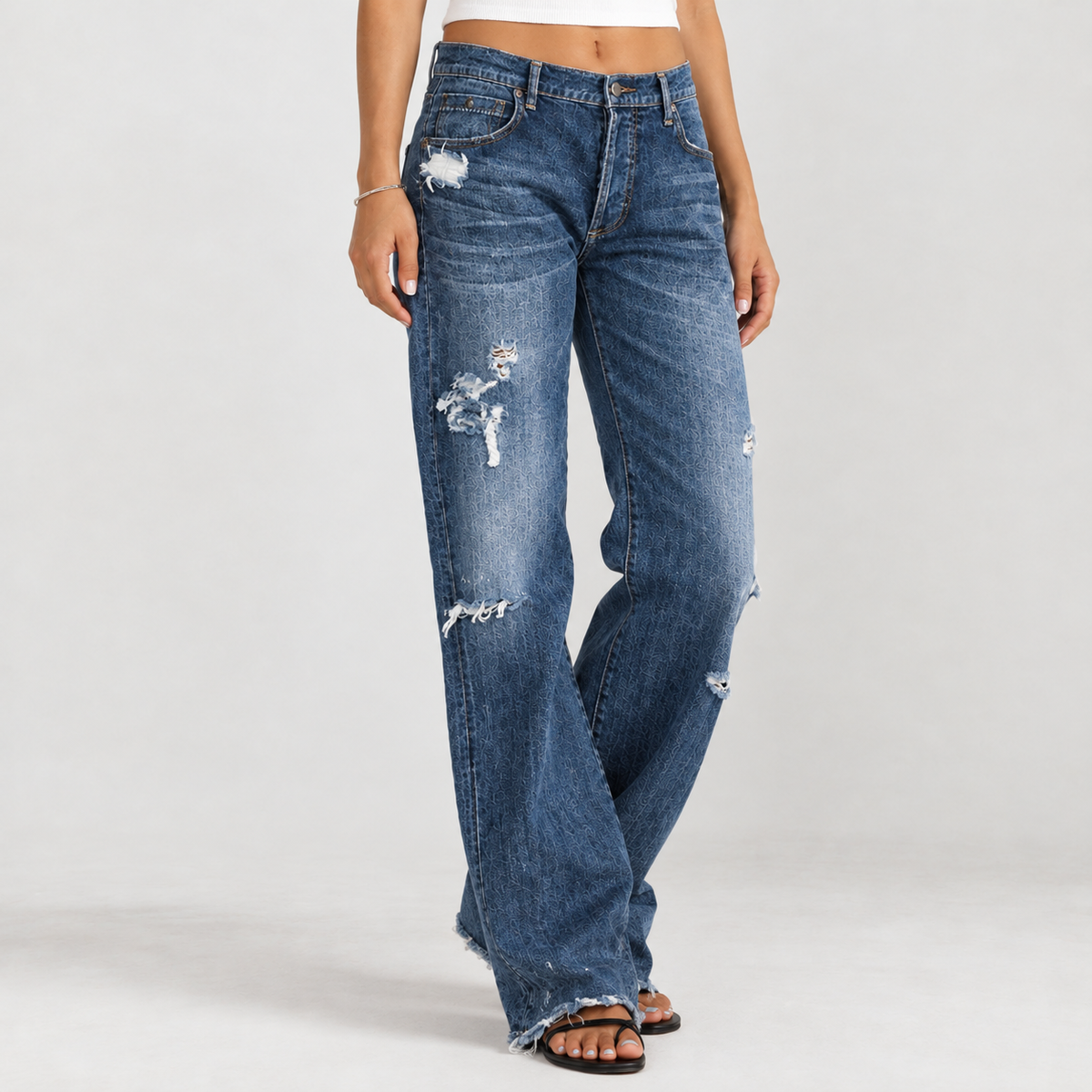Longstone Relaxed Flare Jeans - Dark Blue