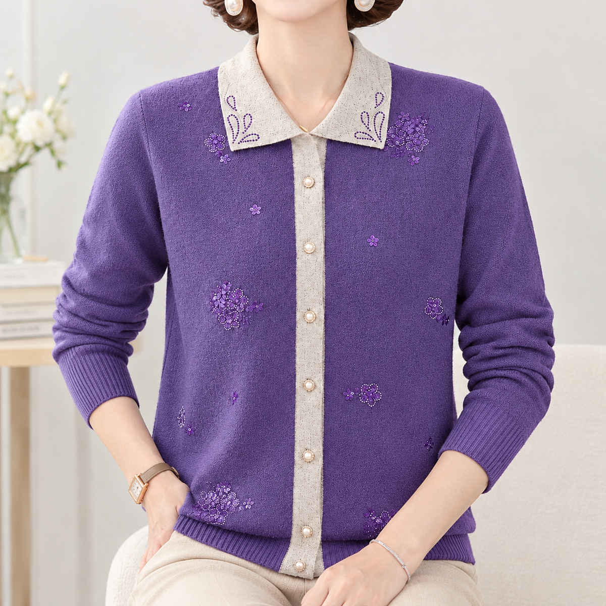 Hunwick Embellished Cardigan - Arrival. Violet