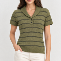 Noverton Ribbed Polo Top - Green