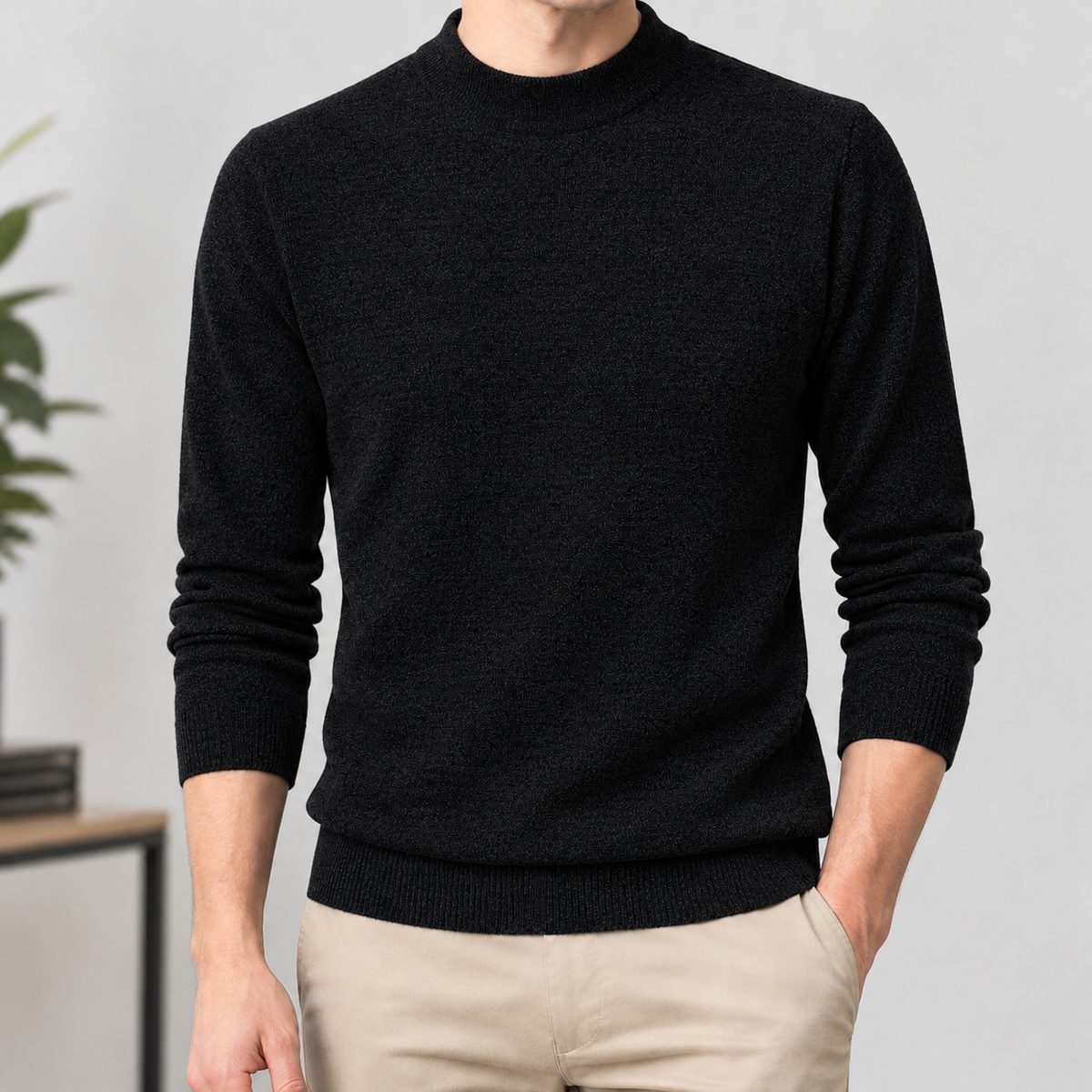 Boothby Mock Neck Sweater - Black