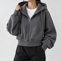 Gerrans Cropped Zip Hoodie - Dark Gray