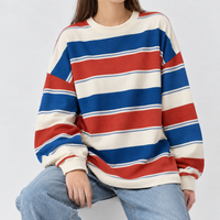 Wharmton Striped Crewneck Top - Red Blue