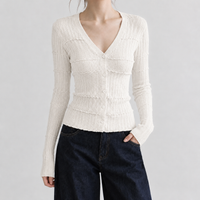 Barripper Ribbed Cardigan - White