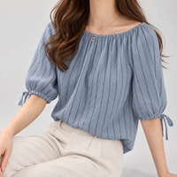 Longdendale Off Shoulder Top - Blue