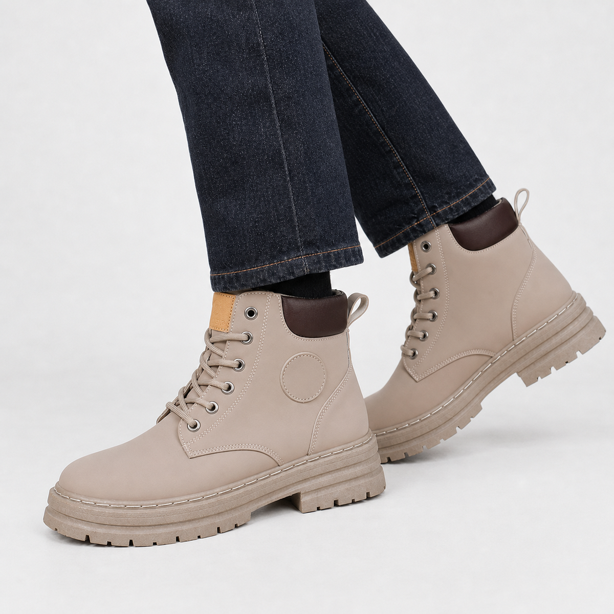 Navenby Lug Sole Boots - Taupe