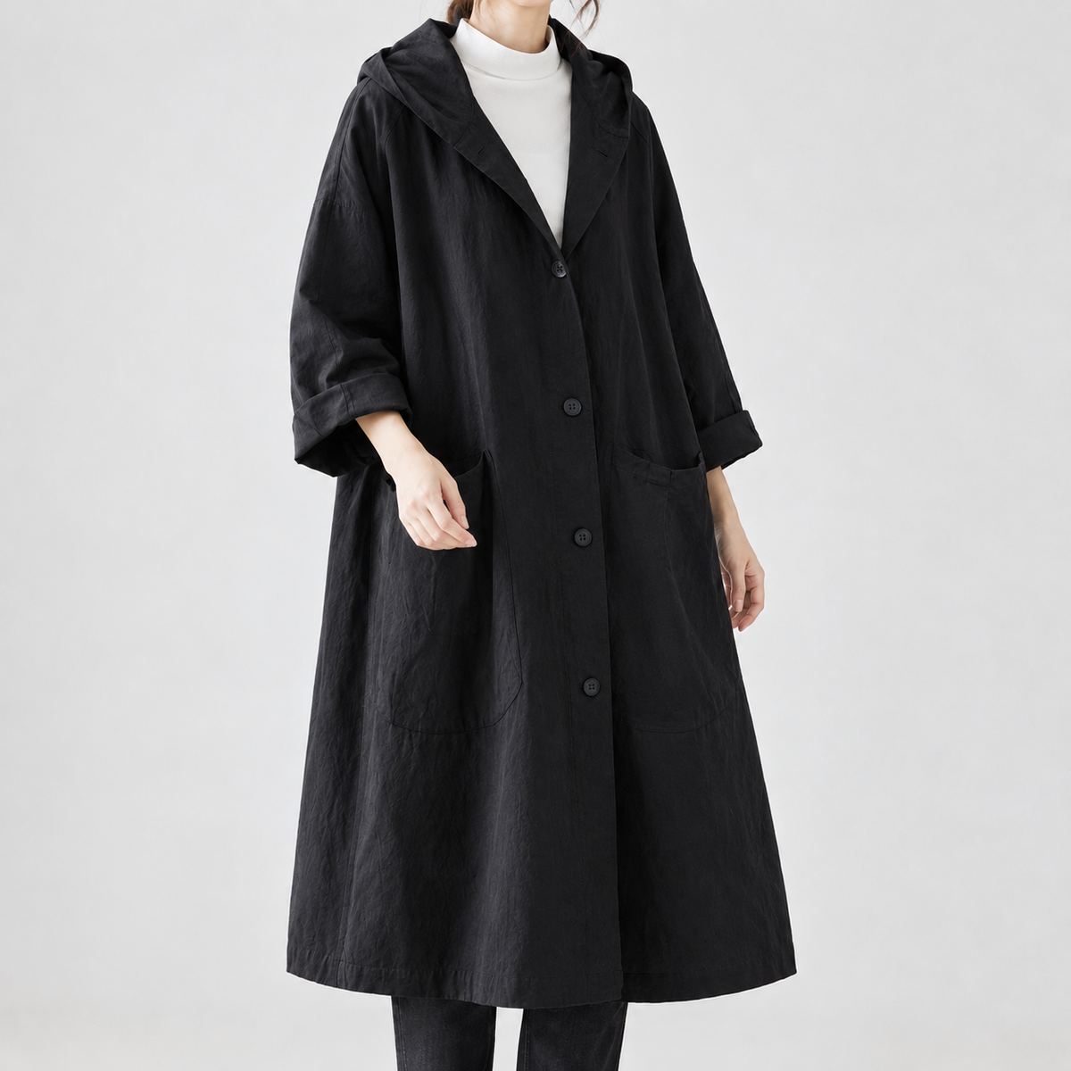 Bordley Hooded Overcoat - Black