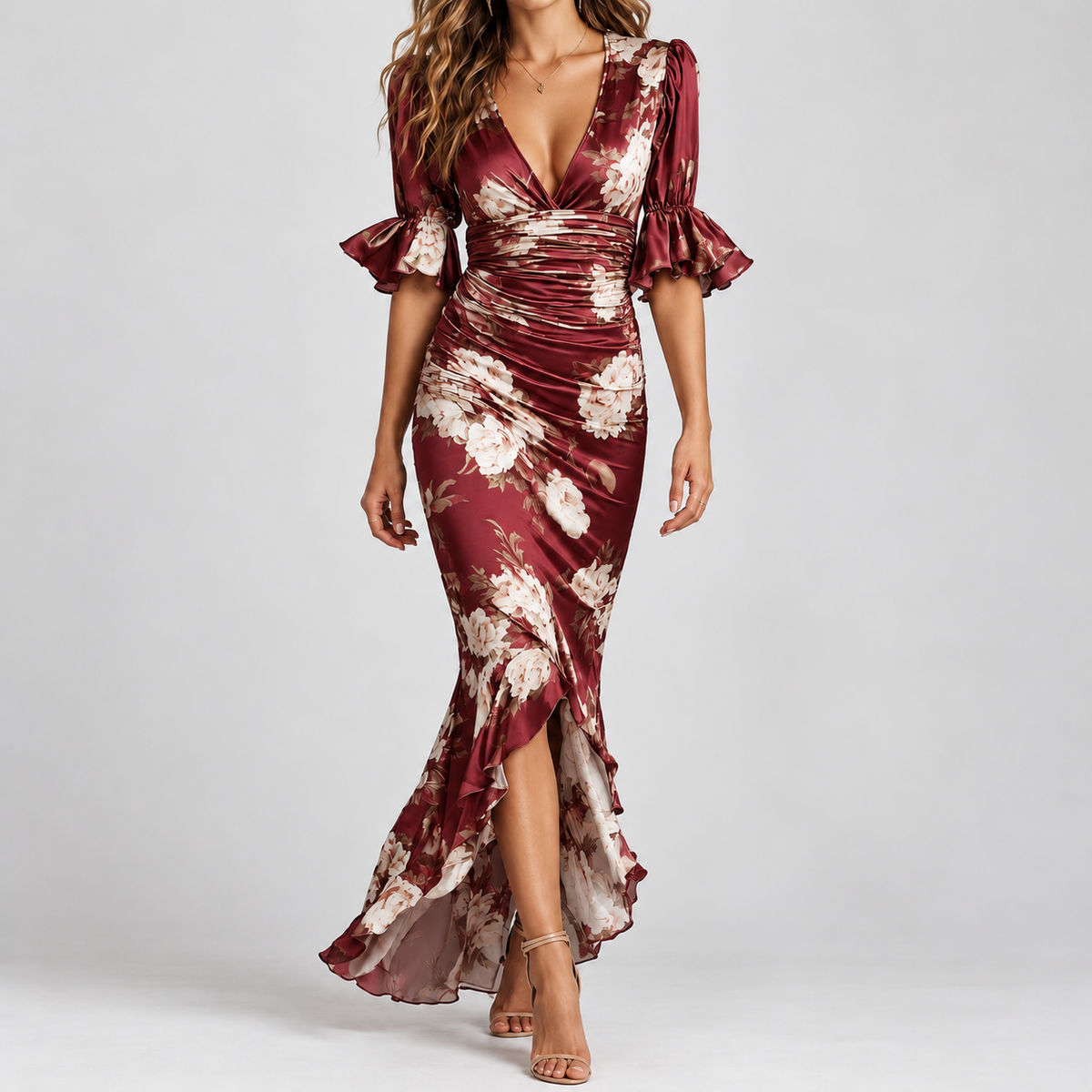 Gradbach Ruched Maxi Dress - Red