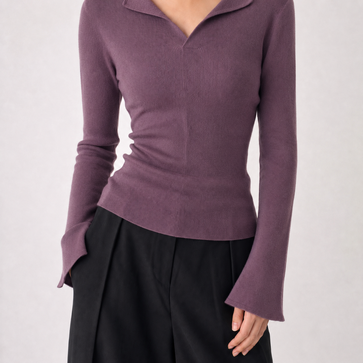 Livia V Neck Top - Purple