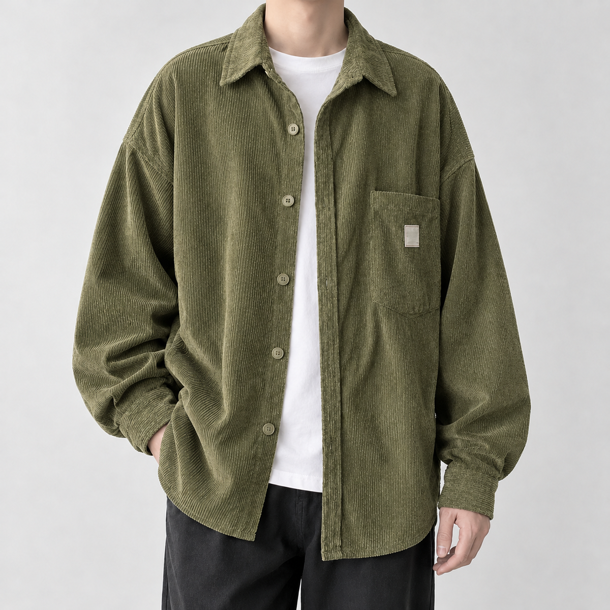 Assynt Corduroy Overshirt - Army Green