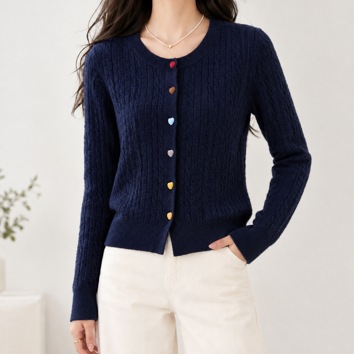 Birker Ribbed Cardigan - Navy Blue