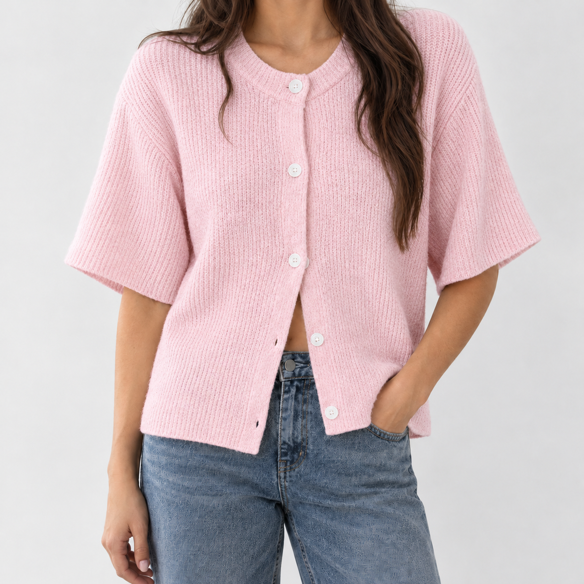 Burneside Ribbed Cardigan - Pink