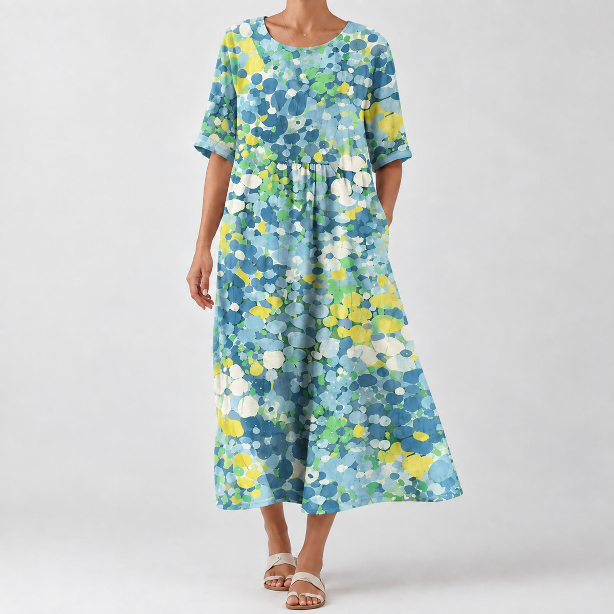 Alessia Relaxed Midi Dress - Lake Blue