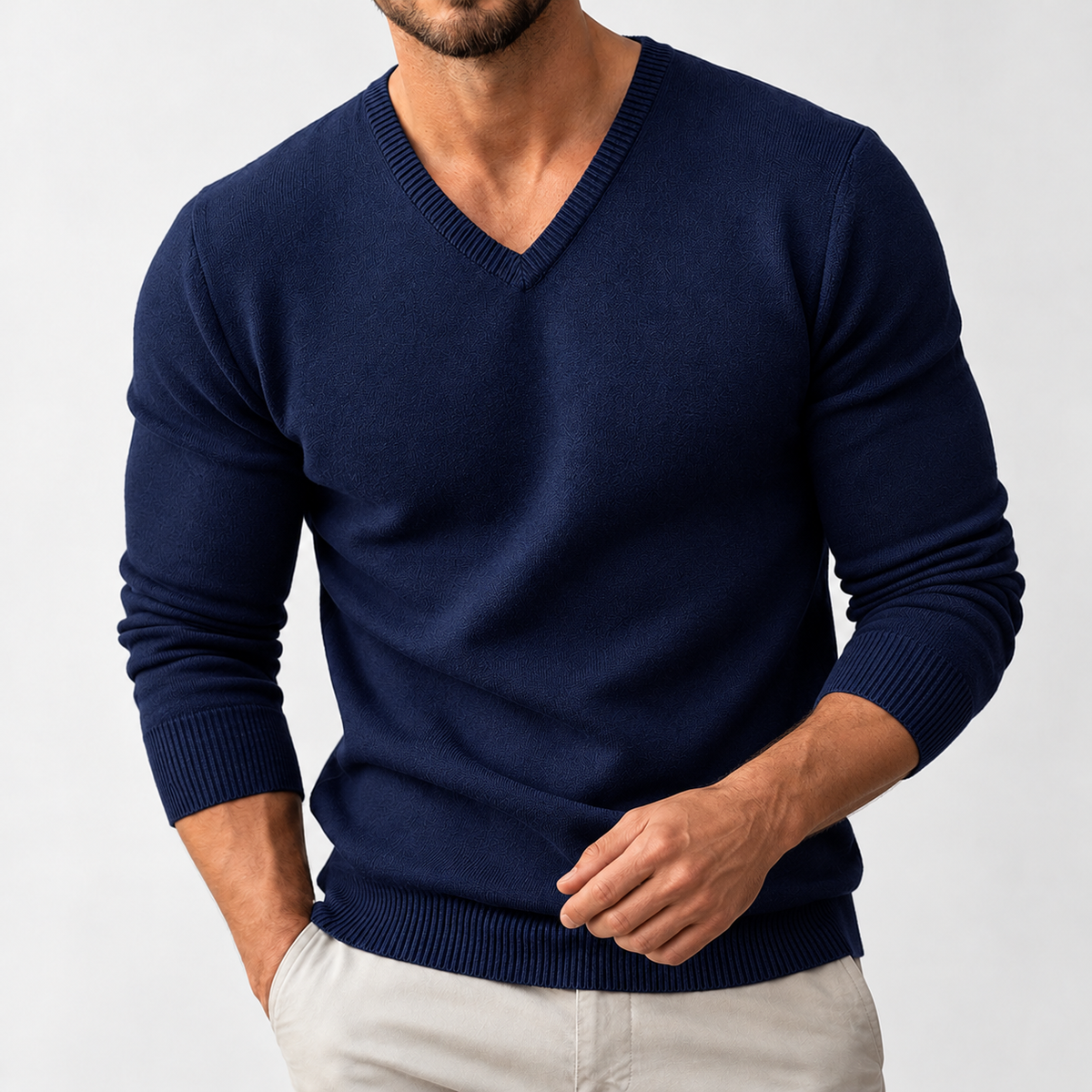 Buckbury V Neck Sweater - Navy Blue