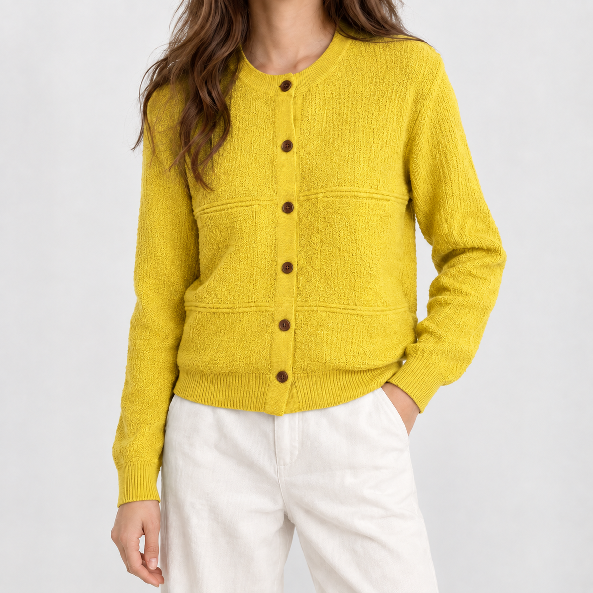 Vivienne Textured Cardigan - Yellow