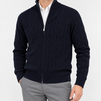 Wormhill Cable Knit Cardigan - Navy