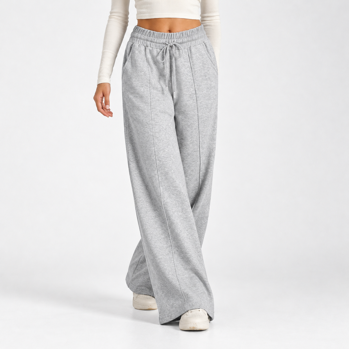 Frizington Wide Leg Pants - Light Gray