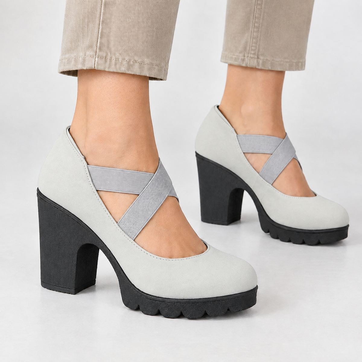 Staithes Cross Strap Heels - Off White