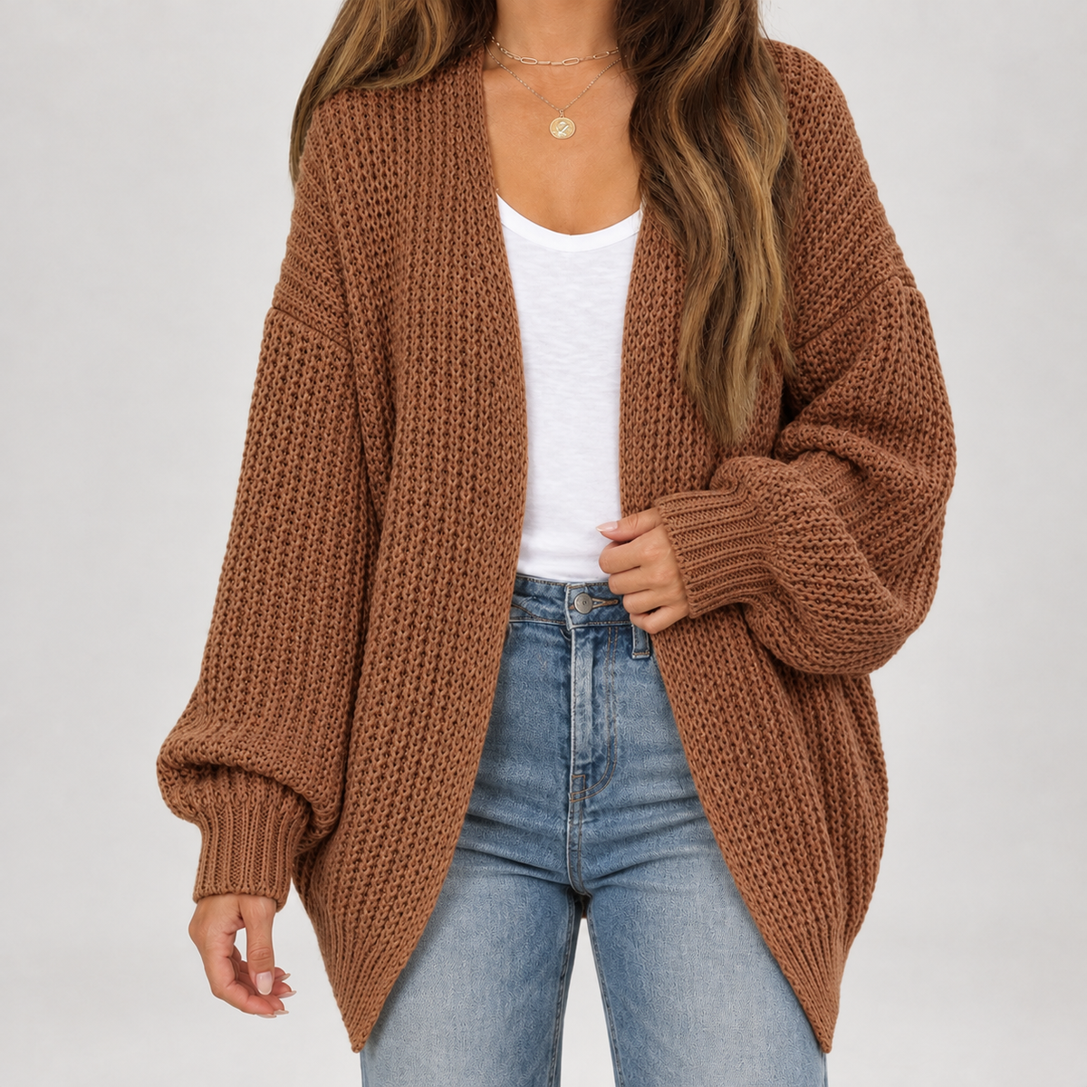Arncliffe Chunky Cardigan - Caramel Brown