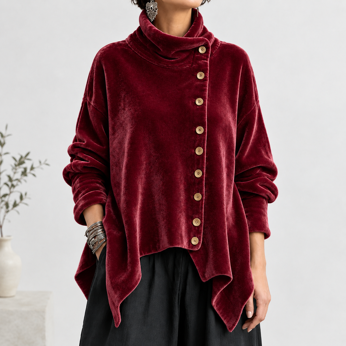 Elena Velvet Cardigan - Red