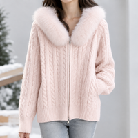Mariansleigh Cable Knit Cardigan - Pink