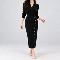 Widecombe Wrap Midi Dress - Black
