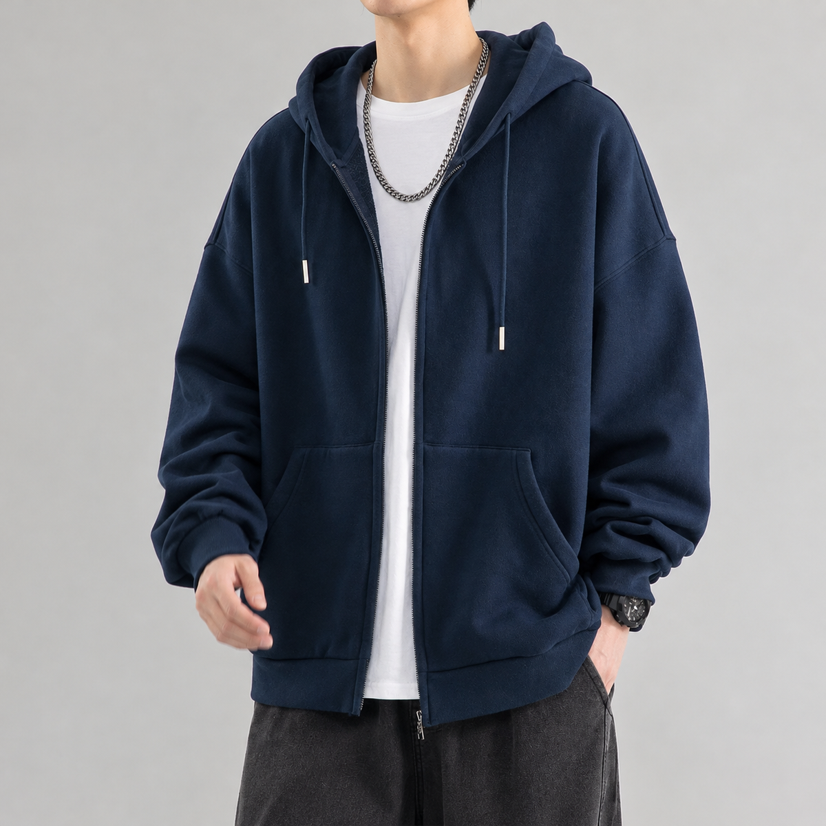 Bamburgh Relaxed Zip Jacket - Navy
