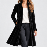 Serena Velvet Overcoat - Black