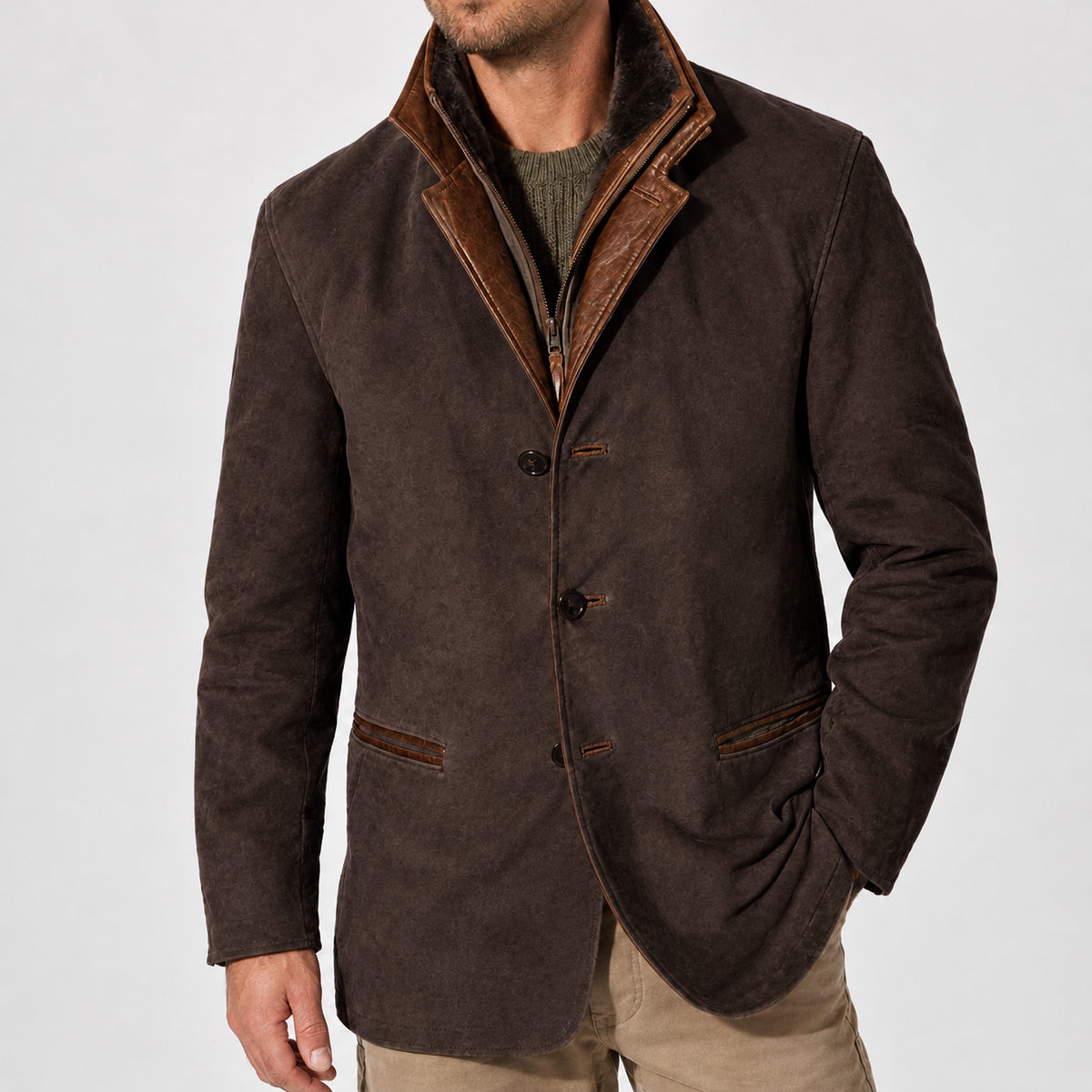 Kildale Layered Collar Jacket - Coffee
