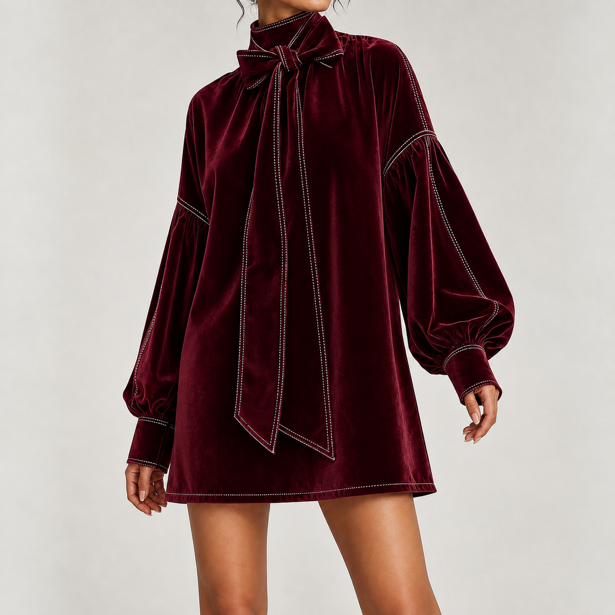 Manesty Bow Neck Dress - Red