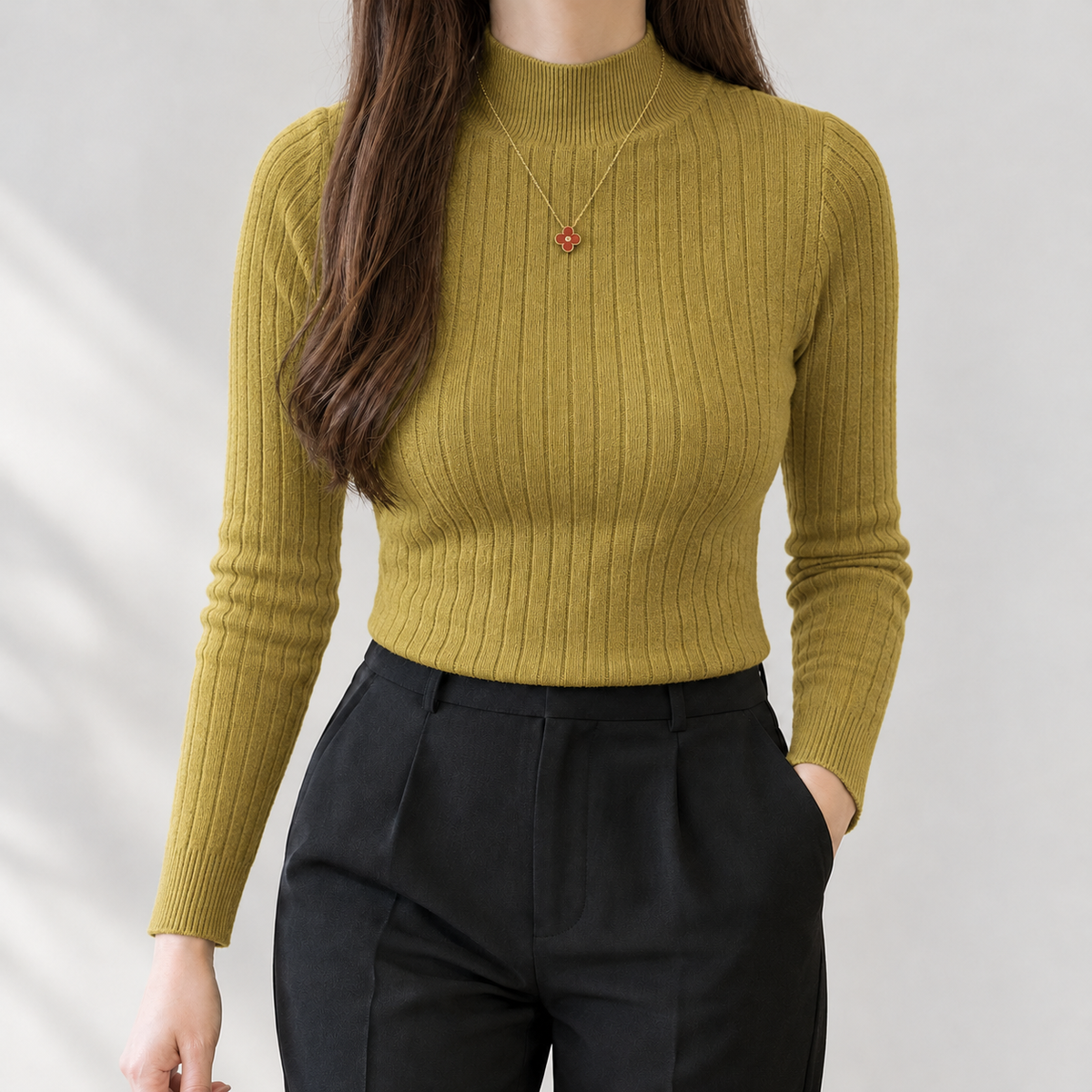 Brockleymoor Ribbed Top - Mustard Yellow