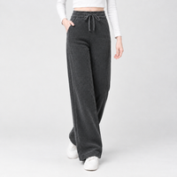 Dentdale Ribbed Wide Leg Pants - Gray Pocket Corduroy Wide Legs