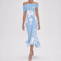 Burford Off-Shoulder Midi Dress - Light Blue
