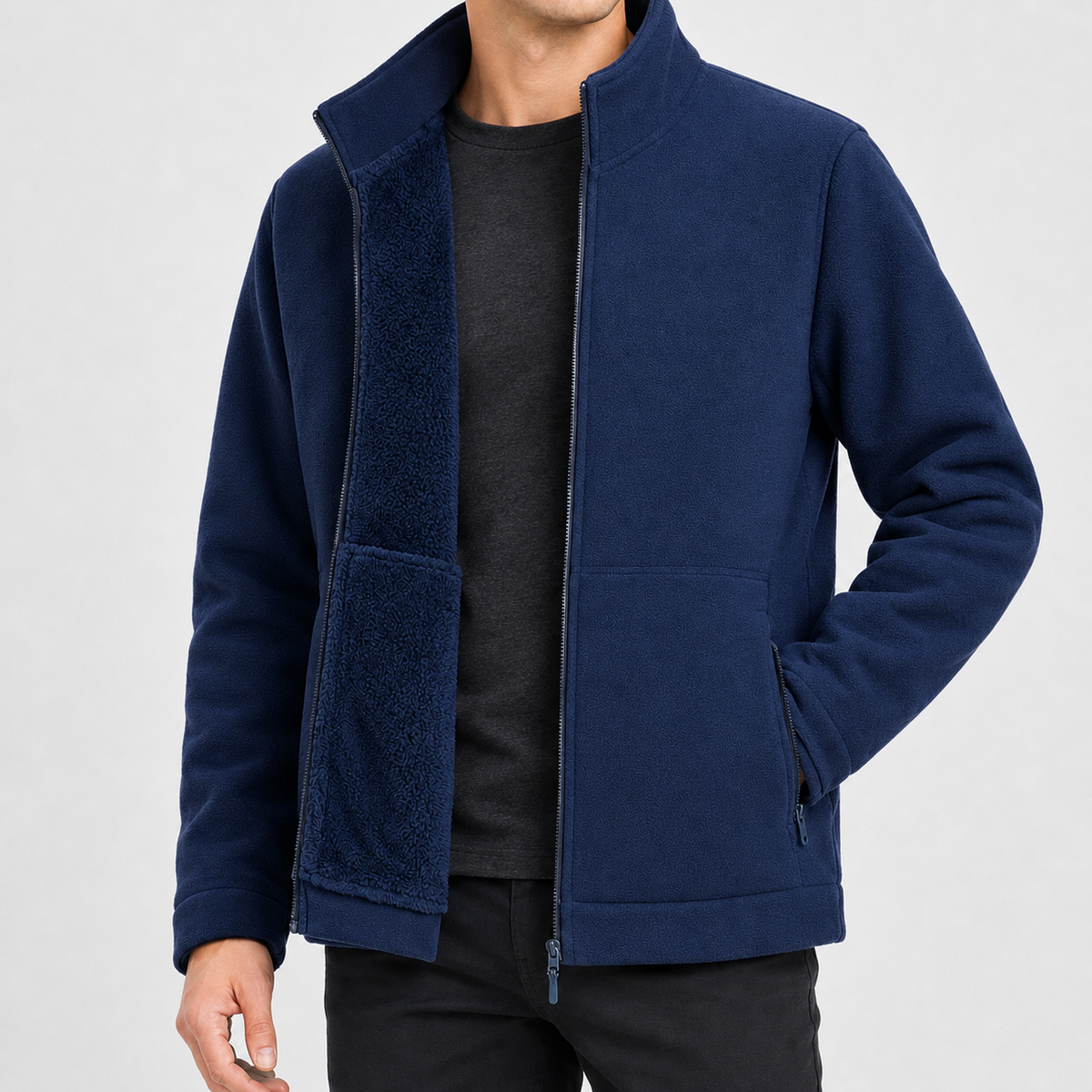 Ainstable Stand Collar Jacket - Dark Blue