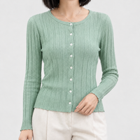 Raydale Ribbed Cardigan - Mint Green