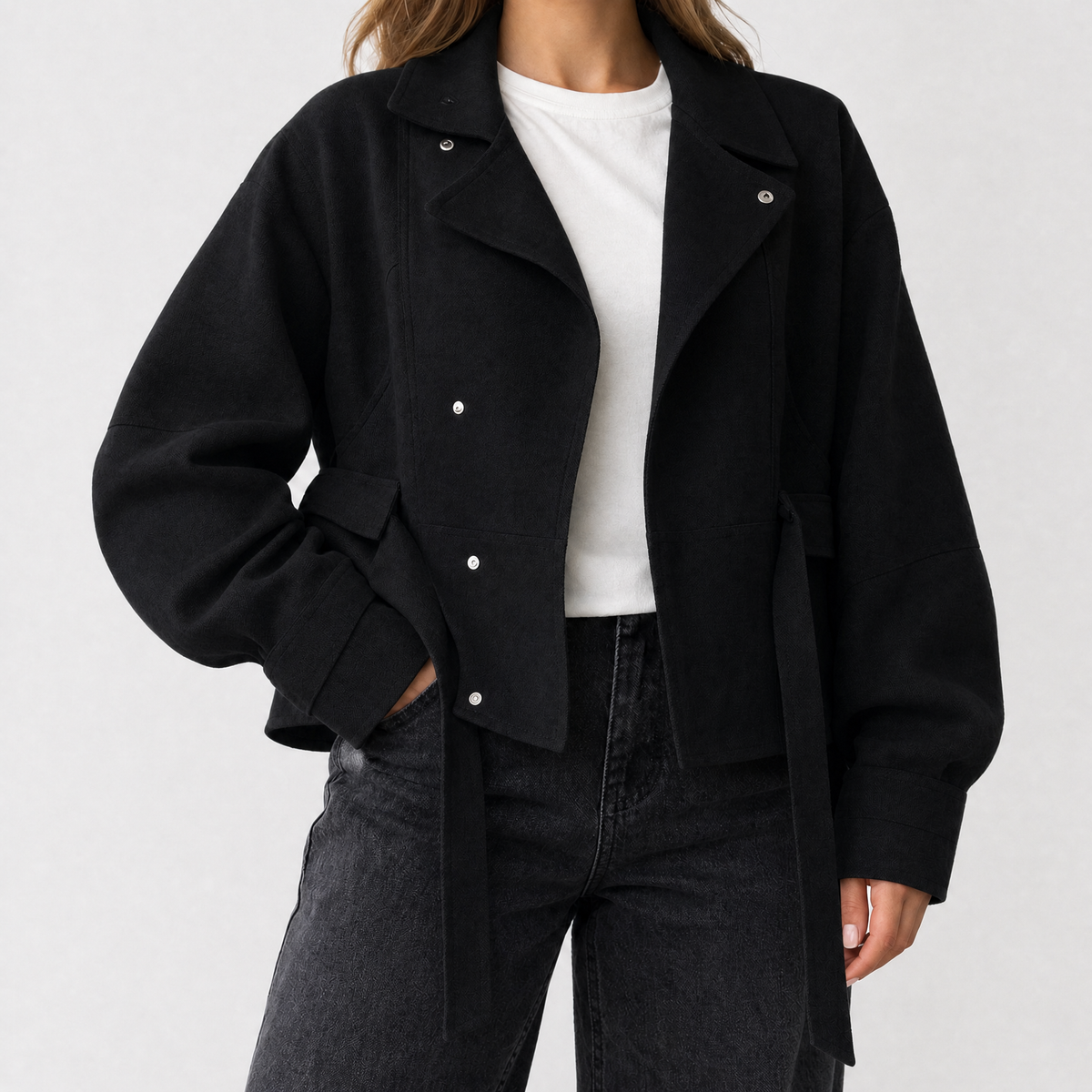 Celeste Belted Jacket - Black