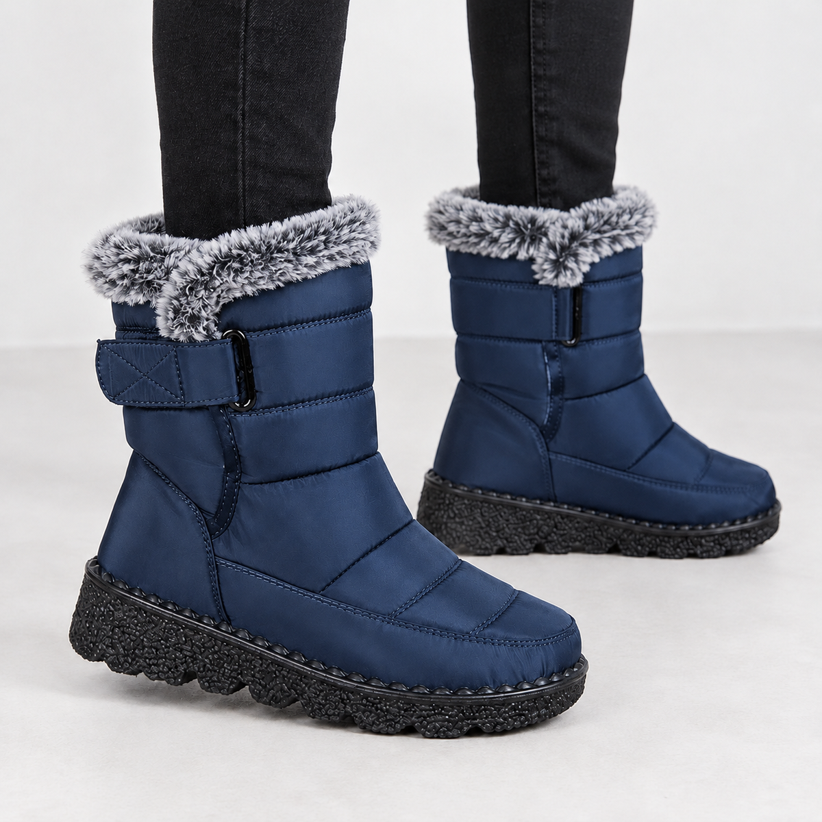 Hawkshead Fur-Trim Snow Boots - Blue Fur Collar