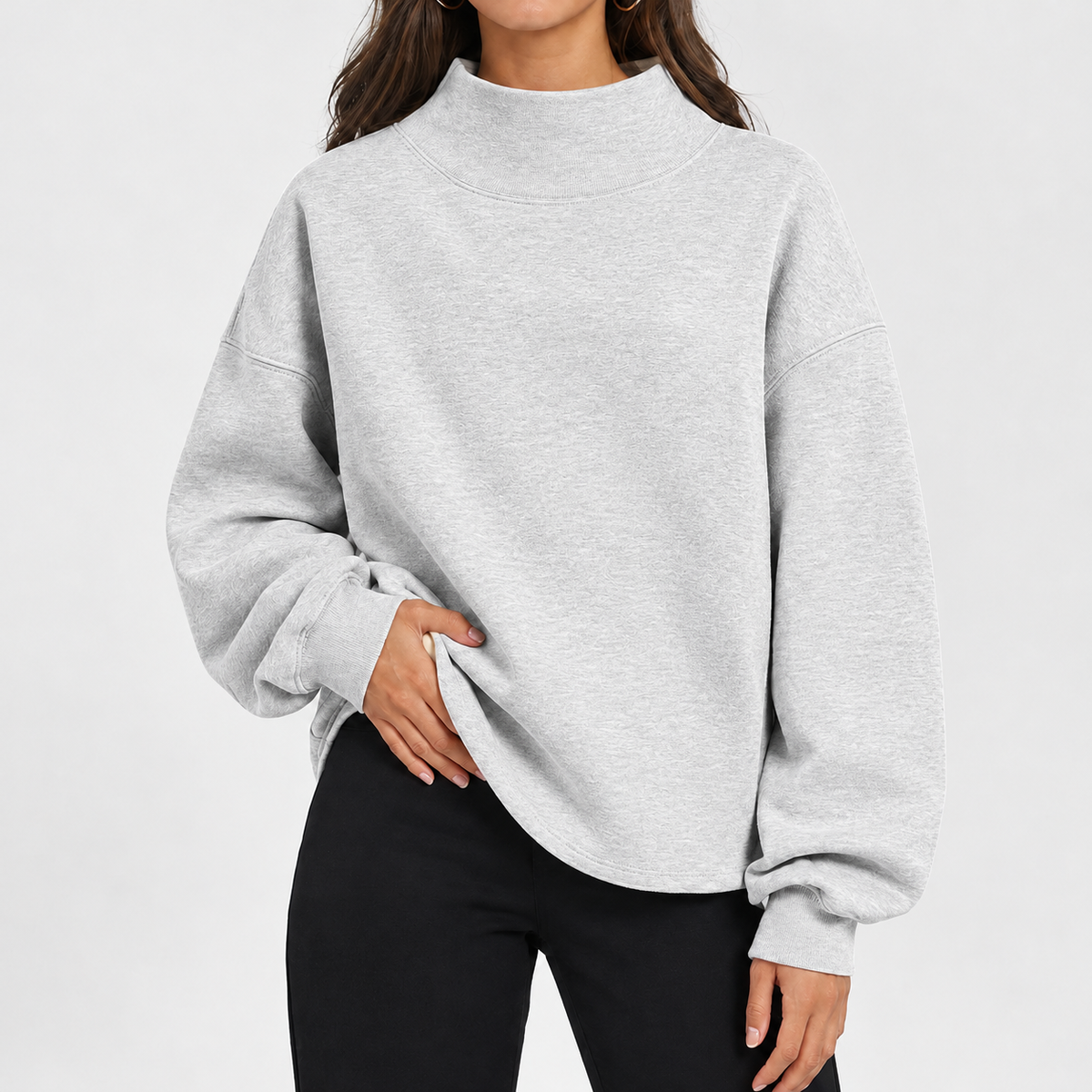 Swinhope Mock Neck Sweater - Light Gray