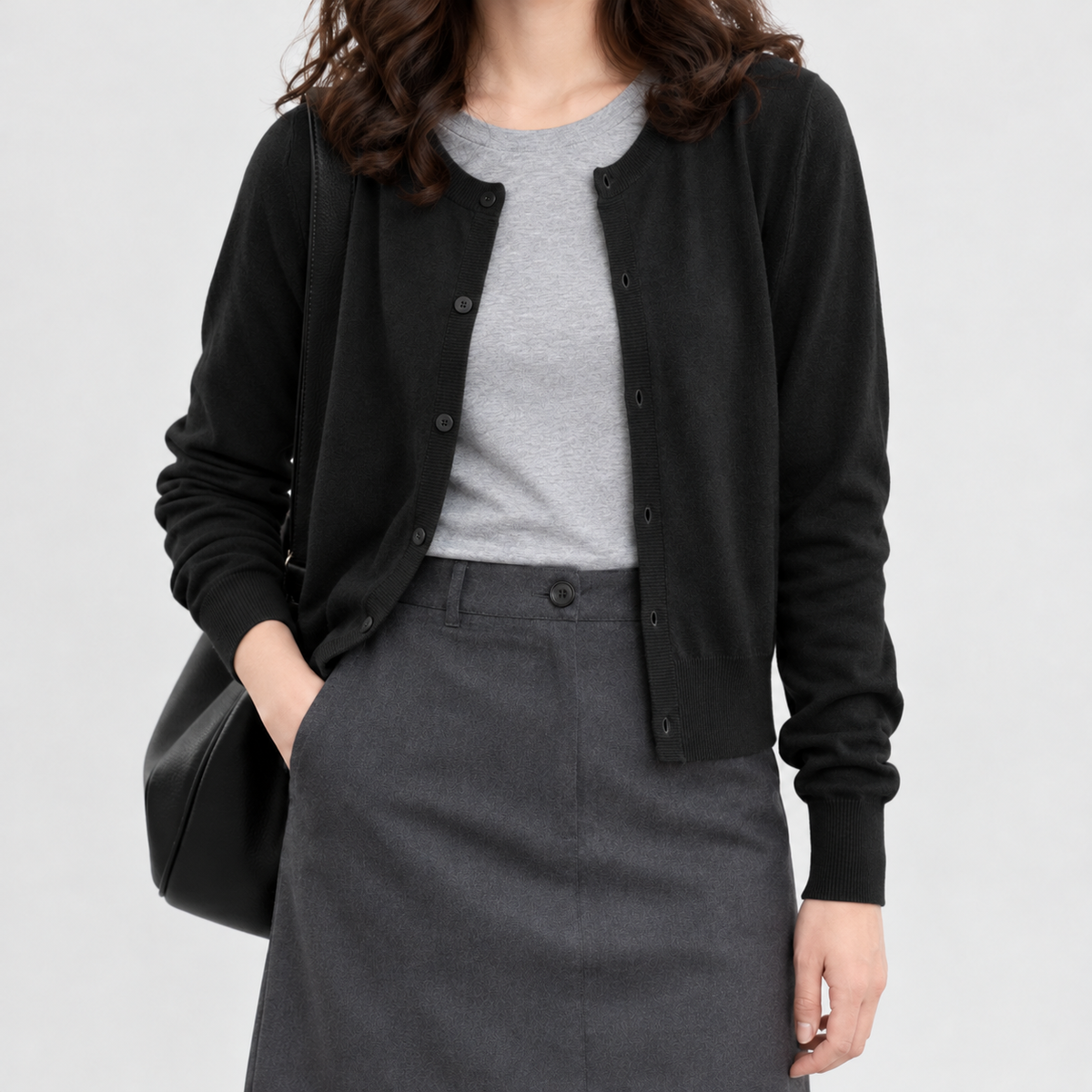 Dalegarth Crew Neck Cardigan - Black