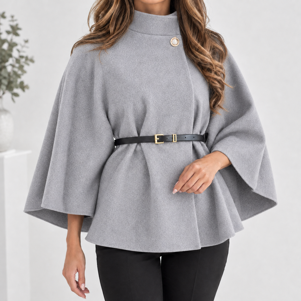 Witheridge Belted Cape Jacket - Light Gray