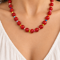 Snowshill Beaded Necklace - Red