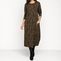 Alma Cocoon Midi Dress - Brown