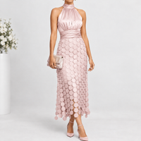 Yearby Halter Midi Dress - Pink
