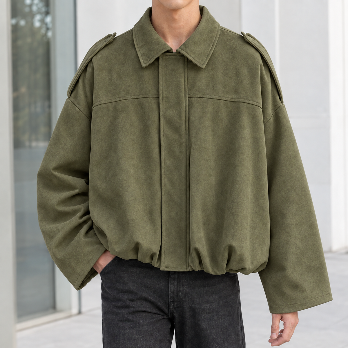 Dorian Suede Jacket - Army Green