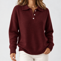 Innerleithen Relaxed Polo Sweater - Wine Red