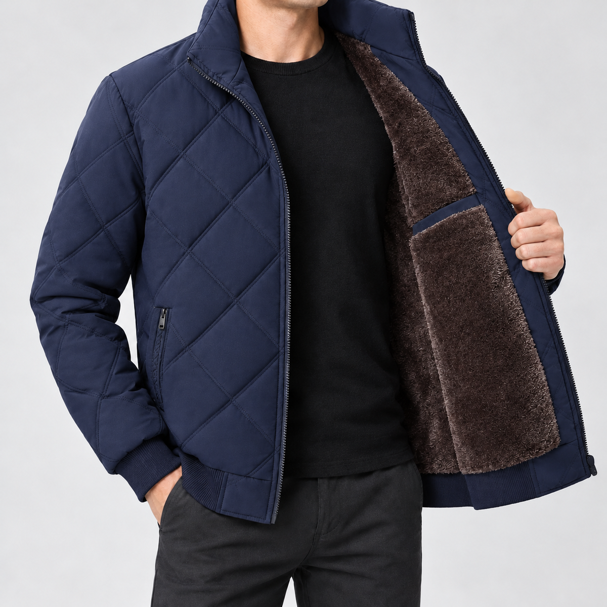 Pegswood Diamond Quilted Jacket - Navy Blue