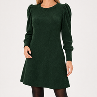 Tintwistle Puff Sleeve Dress - Dark Green