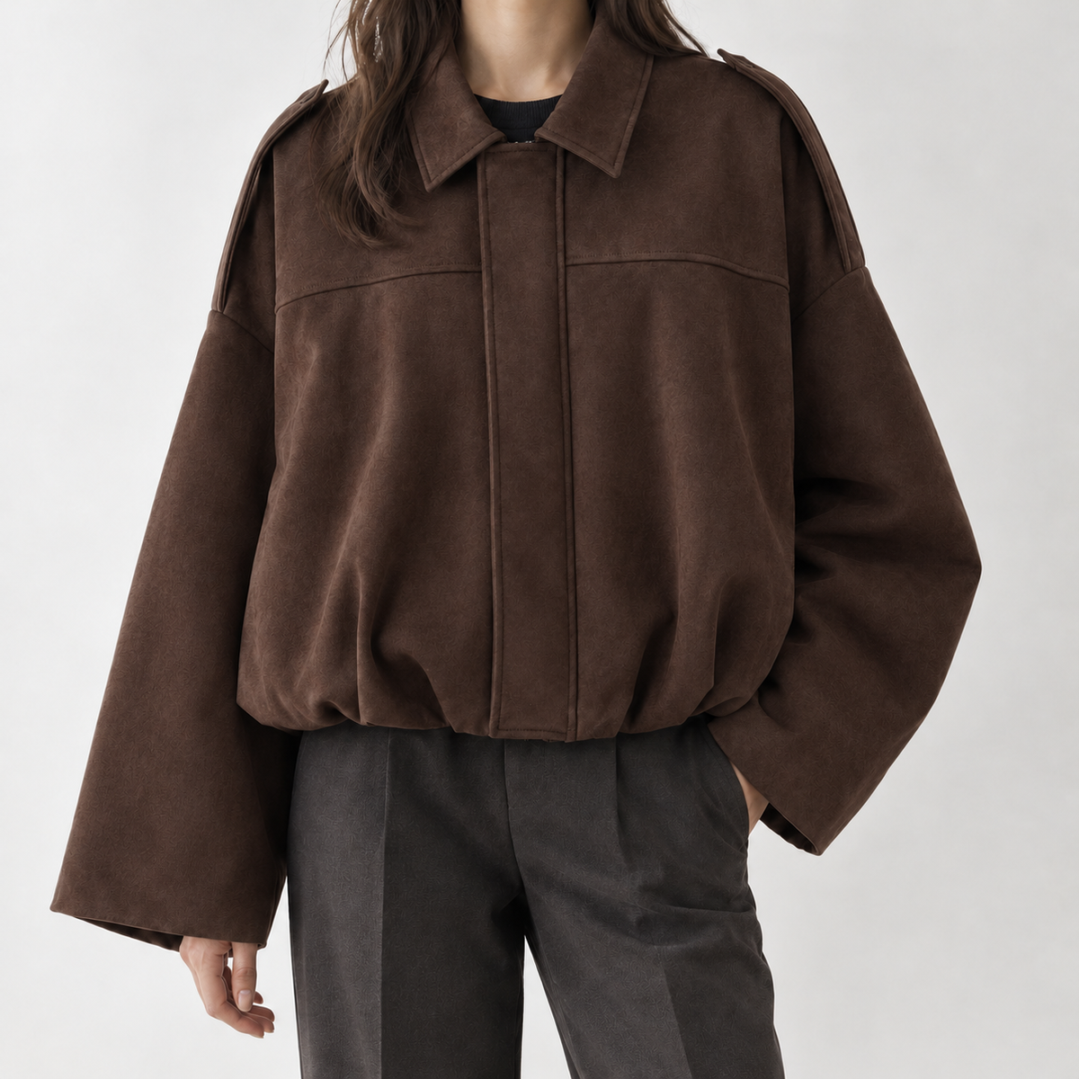 Belstone Suede Bomber Jacket - Coffee
