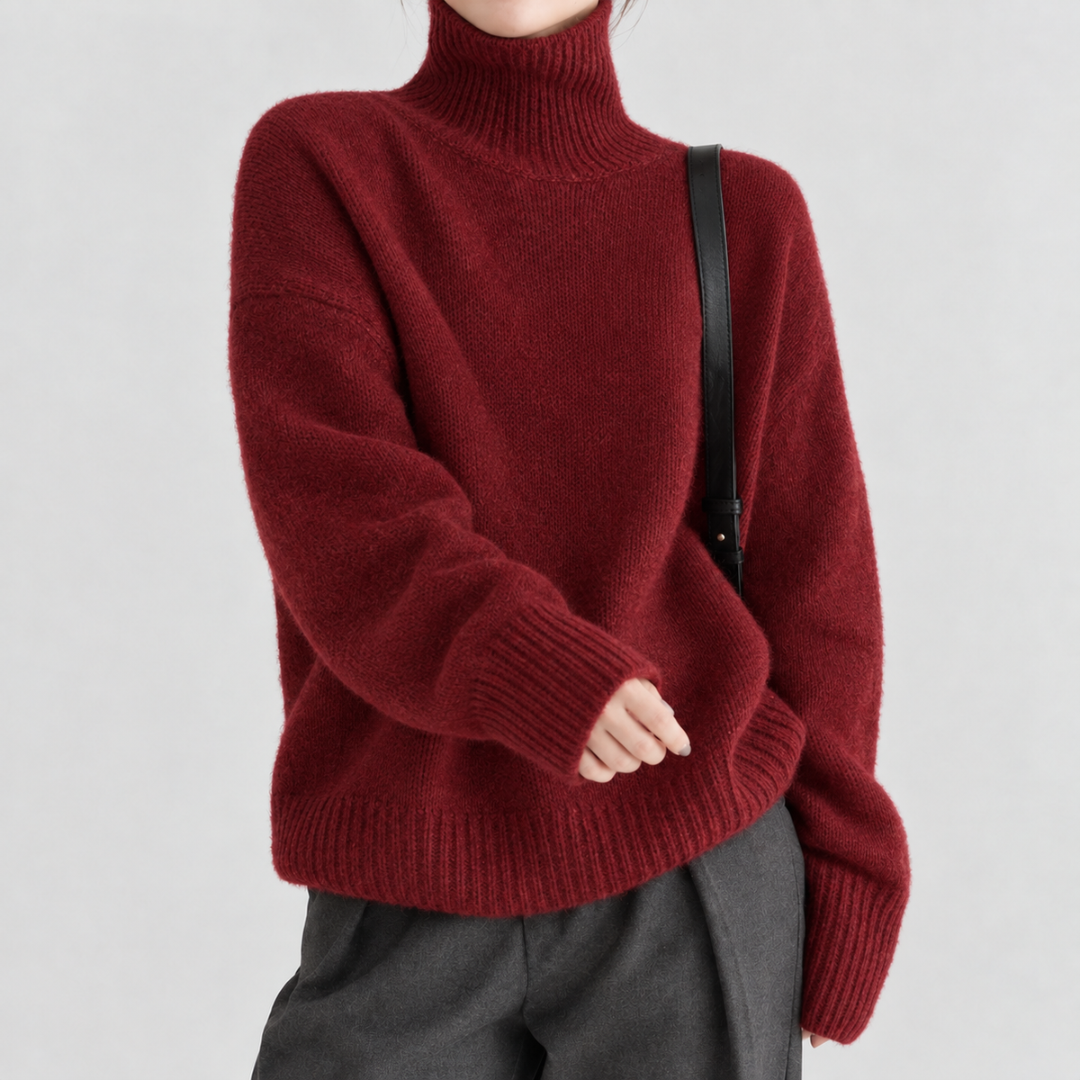 Monsal Turtleneck Sweater - Red