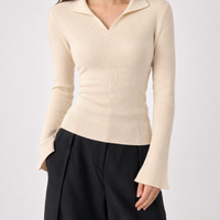 Livia V Neck Top - Apricot